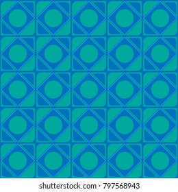 vector abstract ornament of blue shades seamless texture squares circles of corners for web design and computer graphics.