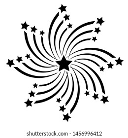 Vector abstract ornament pattern of stars black on a white background.