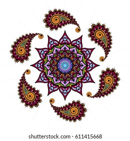 Vector abstract ornament with a picture of a multicolored mandala