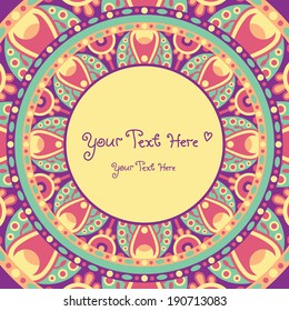 vector abstract ornamental card frame with traditional indian mandala