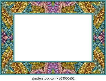 Vector abstract ornamental ethnic frame