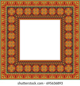 Vector abstract ornamental ethnic square frame