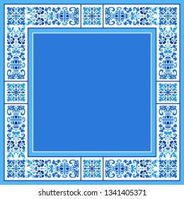 Vector abstract ornamental ethnic vintage frame. Modern ethnic illustration