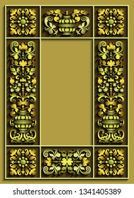 Vector abstract ornamental ethnic vintage frame. Modern volumetric floral elements. Trendy craft style illustration