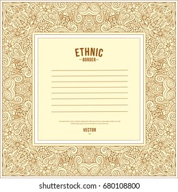 Vector abstract ornamental nature line art ethnic frame