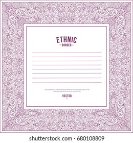 Vector abstract ornamental nature line art ethnic frame