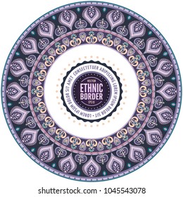 Vector abstract ornamental nature vintage ethnic round frame