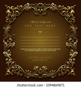Vector abstract ornamental nature vintage frame. Modern volumetric floral elements. Trendy craft style illustration