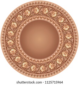 Vector abstract ornamental nature vintage ethnic round frame