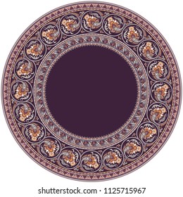 Vector abstract ornamental nature vintage ethnic round frame