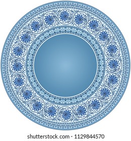 Vector abstract ornamental nature vintage ethnic round frame