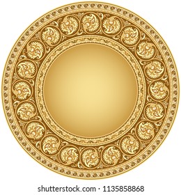 Vector abstract ornamental nature vintage ethnic round frame