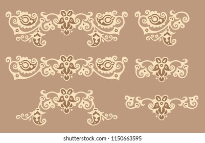Vector abstract ornamental nature vintage design elements. Set of floral compositions