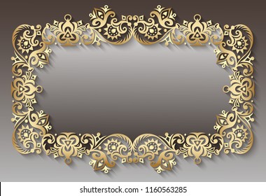 Vector abstract ornamental nature vintage frame. Modern color volumetric floral elements. Trendy craft style illustration