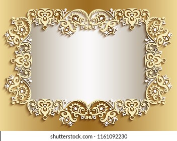 Vector abstract ornamental nature vintage frame. Modern color volumetric floral elements. Trendy craft style illustration
