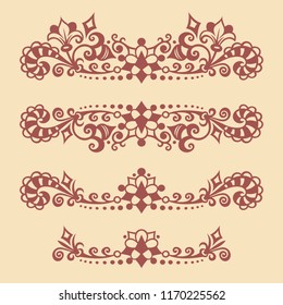 Vector abstract ornamental nature vintage design elements. Set of floral compositions