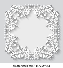 Vector abstract ornamental nature vintage frame. Modern volumetric floral elements. Trendy craft style illustration