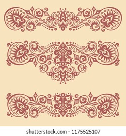 Vector abstract ornamental nature vintage design elements. Set of floral compositions