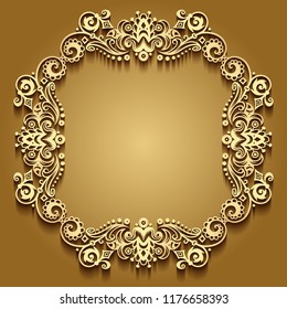 Vector abstract ornamental nature vintage frame. Modern color volumetric floral elements. Trendy craft style illustration