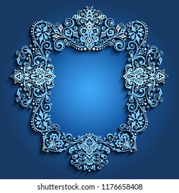 Vector abstract ornamental nature vintage frame. Modern color volumetric floral elements. Trendy craft style illustration