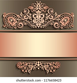 Vector abstract ornamental nature vintage frame. Modern color volumetric floral elements. Trendy craft style illustration