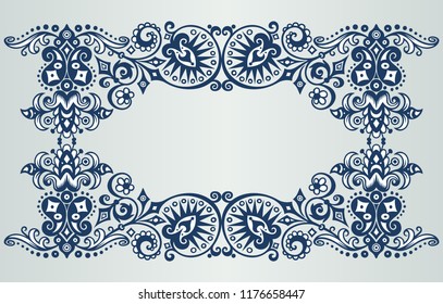 Vector abstract ornamental nature vintage border. Floral decorative colorful illustration