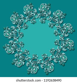 Vector abstract ornamental nature vintage frame. Modern color volumetric floral elements. Trendy craft style illustration