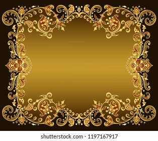 Vector abstract ornamental nature vintage border. Floral decorative colorful illustration