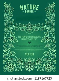 Vector abstract ornamental nature vintage border. Floral decorative colorful illustration