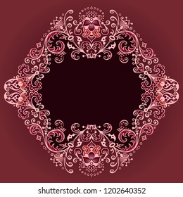 Vector abstract ornamental nature vintage border. Floral decorative colorful illustration