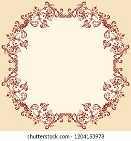Vector abstract ornamental nature vintage border. Floral decorative colorful illustration