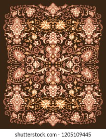 Vector abstract ornamental nature vintage background. Floral decorative colorful illustration