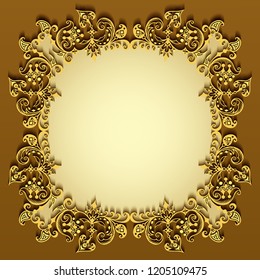 Vector abstract ornamental nature vintage frame. Modern color volumetric floral elements. Trendy craft style illustration