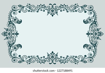 Vector abstract ornamental nature vintage border. Floral decorative colorful illustration