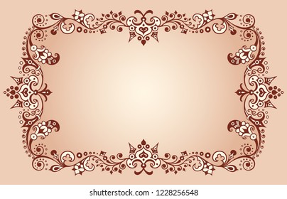 Vector abstract ornamental nature vintage border. Floral decorative colorful illustration