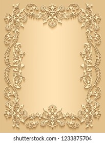 Vector abstract ornamental nature vintage frame. Modern color volumetric floral elements. Trendy craft style illustration