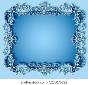 Vector abstract ornamental nature vintage frame. Modern color volumetric floral elements. Trendy craft style illustration