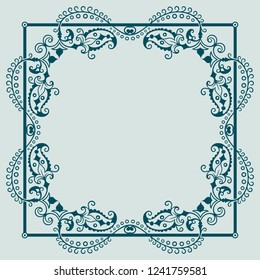 Vector abstract ornamental nature vintage border. Floral decorative colorful illustration. Card design
