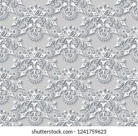 Vector abstract ornamental nature vintage background. Modern volumetric floral elements. Trendy craft style seamless  illustration