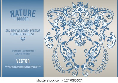 Vector abstract ornamental nature vintage border. Floral decorative colorful illustration