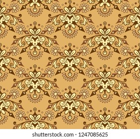 Vector abstract ornamental nature vintage background. Modern volumetric floral elements. Trendy craft style seamless  illustration