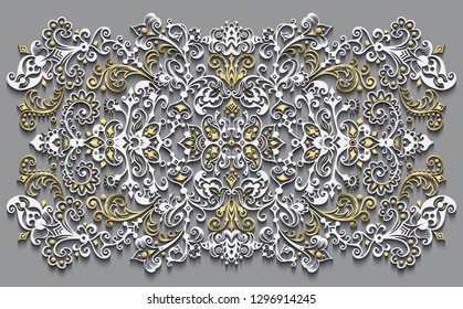 Vector abstract ornamental nature vintage card. Modern volumetric floral elements. Trendy craft style illustration