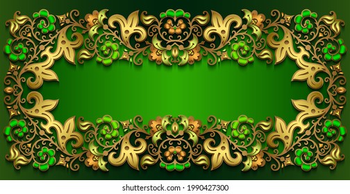 Vector abstract ornamental nature vintage frame. Modern color volumetric floral elements. Trendy craft style illustration