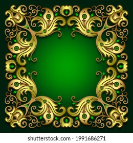 Vector abstract ornamental nature vintage frame. Modern color volumetric floral elements. Trendy craft style illustration