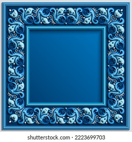 Vector abstract ornamental nature vintage frame. Modern color volumetric floral elements. Trendy craft style illustration