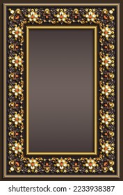 Vector abstract ornamental nature vintage frame. Modern color volumetric floral elements. Trendy craft style illustration