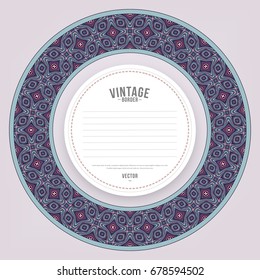 Vector abstract ornamental vintage ethnic round frame