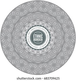 Vector abstract ornamental vintage ethnic round frame