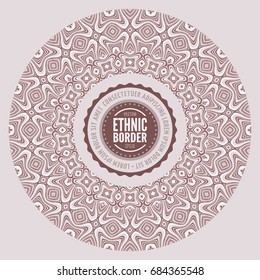Vector abstract ornamental vintage ethnic round frame