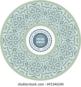 Vector abstract ornamental vintage ethnic round frame